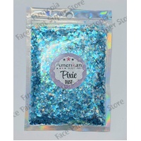 Amerikan Body Art Chunky Glitter Blend - Dry Pixie Dust - Blue Monday  - Holographic Blue, Green  - 1oz (approx 28g)