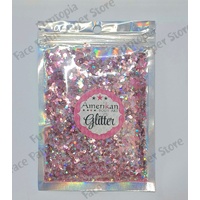 Amerikan Body Art Chunky Glitter Blend - Cupid - Pink, Silver - 1oz (approx 28g)