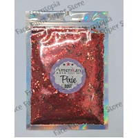 Amerikan Body Art Chunky Glitter Blend - Dry Pixie Dust - Drop Dead Red  - Red, Holographic Gold  - 1oz (approx 28g)