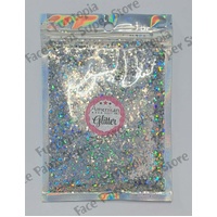 Amerikan Body Art Chunky Glitter - Holographic Silver 0.062" hex - 1oz (approx 28g)