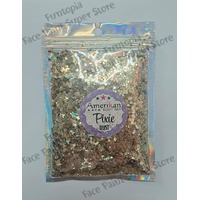 Amerikan Body Art Chunky Glitter Blend - Dry Pixie Dust - Lucky Star, Warm Iridescent Soft Gold - 1oz (approx 28g)