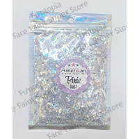Amerikan Body Art Chunky Glitter Blend - Dry Pixie Dust - Moonlight - Holographic Silver, Blue - 1oz (approx 28g)