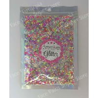 Amerikan Body Art Chunky Glitter Blend - Orion UV Glow Pink, Yellow, Purple plus Holographic Silver - 1oz (approx 28g)