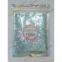 Amerikan Body Art Chunky Glitter Blend - Pisces - Holographic Silver, blue - 1oz (approx 28g)