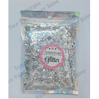 Amerikan Body Art Chunky Glitter Blend - Xanadu - Holographic Silver - 1oz (approx 28g)