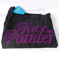 Black 3 pocket Apron - Face Painter Purple Glitter Letters
