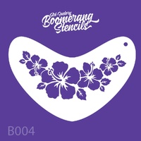 Art Factory Boomerang Reusable Mylar Stencil - 004 - Hibiscus Crown, Flowers