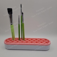 Makeup Brush Holder Stand - Silicone Apricot/ Pink Top