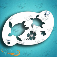 Diva Stencil 037 - Sea Turtle and Hibiscus Flowers