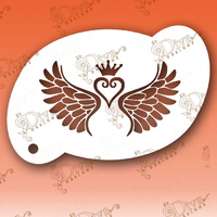  Diva Stencils 323 - Wings with Swirl Heart + Crown