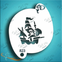 Diva Stencil 823 - Pirate Ship with skull sail