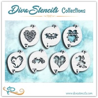 Diva Stencil 938 - Valentines Day Collection 7 Stencil Pack