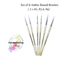 PRE-ORDER Face Painting Hub - Round Brush Set 6 Pack - Amber Range -  No. 2 x No. 2, 2 x No.3, 2 x No. 4 - Rosemary & Co