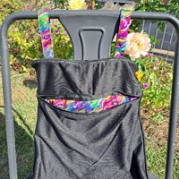 Funtopia's Premium Double Pocket Sponge Bag - Black Stretch with Rainbow Swirl Print