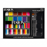 Fusion Body Art Pro Face Painting Kit - 24 Palette - 12 x One Stroke Rainbows, 12 x single, Stencils, Sponges, Brushes