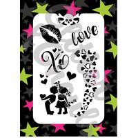 Glitter & Ghouls Sweet Valentine Kiss Love Heart Stencil - GG309