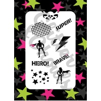 Glitter & Ghouls Supers Sleeve, Hero, Brave, Stars, Comic Dots Stencil - GG337