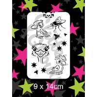 Glitter & Ghouls Flies, Feathers, Parrot, Emu, Bird, Kookaburra Stencil - GG414