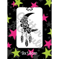 Glitter & Ghouls Floral Moon Sleevoo, Dreamcatcher Stencil - GG415