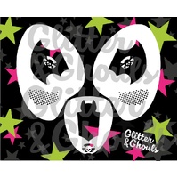 Glitter & Ghouls Batty Mask, Bats, Comic Dots - 3 Part Stencil Set - GG469
