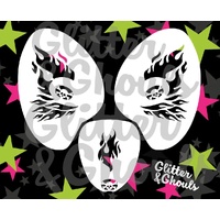 Glitter & Ghouls Flames Fire Mask - 3 Part Stencil Set - GG471