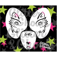 Glitter & Ghouls Kitty Cat, Whiskers Mask - 3 Part Stencil Set - GG472