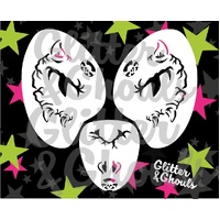 Glitter & Ghouls Monster Mask, Nose, Horns - 3 Part Stencil Set - GG475
