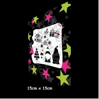 Glitter & Ghouls Sled, Gnome, Snowflake, Presents, Christmas Tree Stencil - GG763