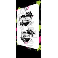 Glitter & Ghouls I Love Mum - Dad, Banner Heart Stencil  - GG784