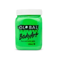 Global Body Art 200ml Liquid Face Paint - Fluoro Neon Green