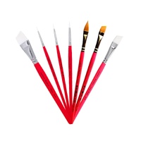 Leanne's Rainbow Range 7 Pack Face Painting Brush Set - Angle, Filbert, Flower, Round Brushes