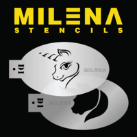 Milena Stencil - Profile Unicorn Stencil Set - D1