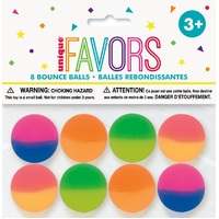 Bounce Balls - 8 pack x 32.5mm - Bright 2 tone
