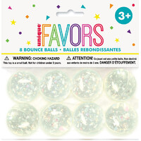 Bounce Balls - 8 pack x 32.5mm - Iridescent Sparkly