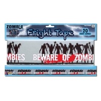 Halloween Party Fright Tape - Beware of Zombies - 6m long, 20 feet