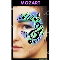 Showoffs Body Art StencilEyes Profile Stencil  - Mozart, Music, Treble Clef, Notes, Stars