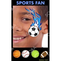 Showoffs Body Art StencilEyes Profile Stencil - Sports Fan, Flame, Soccer, Basketball, Tennis, Football, Baseball