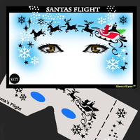 Showoffs Body Art StencilEyes Stencil - Santa's Flight, Reindeer, Snowflakes