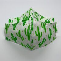 Swish Fabric Mask - Cactus on white Triple layer Mask