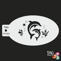 TAG Body Art Reusable Face Painting Stencil - Dolphin Dance - No. 103