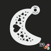 TAG Body Art Reusable Face Painting Stencil - Hearts and Stars on a Curve - No. 129