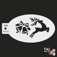 TAG Body Art Reusable Face Painting Stencil - Christmas Bells, Flying Reindeer No. 171