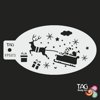 TAG Body Art Reusable Face Painting Stencil - Christmas Santa's Reindeer, Presents, Sleigh - No. 173