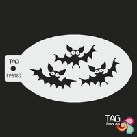TAG Body Art Reusable Face Painting Stencil - Bats, Halloween, Flying - No. 182