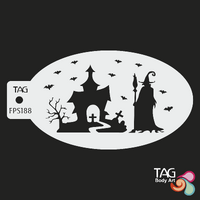 TAG Body Art Reusable Face Painting Stencil - Witching Hour, Graveyard, Halloween - No. 188