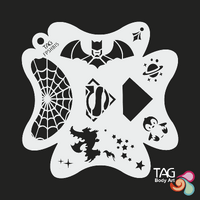 TAG Body Art Reusable Face Painting Stencil - Big Splash - Heroic, Super, Bat, Web, Dragon, Planet - No. 15
