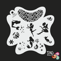 TAG Body Art Reusable Face Painting Stencil - Big Splash - Enchanted Ocean, Mermaid Scale, Fairy - No. 22