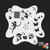 TAG Body Art Reusable Face Painting Stencil - Big Splash - Fairy Wishes, Ocean - No. 23