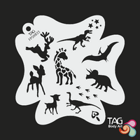TAG Body Art Reusable Face Painting Stencil - Big Splash - Jurassic, Dinosaur,  Giraffe, Reindeer, Friends - No. 33
