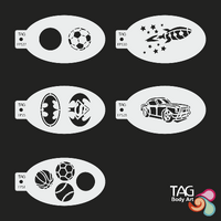 TAG Body Art Reusable Face Painting Stencil - Boys Pack x 5 Stencils
